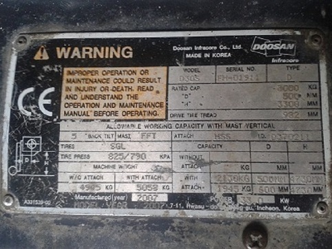 DOOSAN FORKLİFT 3 TON DİZEL